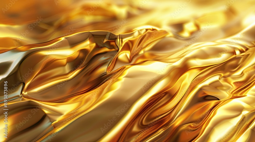 Golden liquid metal textures with soft light reflections and gradient background wallpaper Golden liquid metal textures with soft light reflections and gradient background wallpaper
