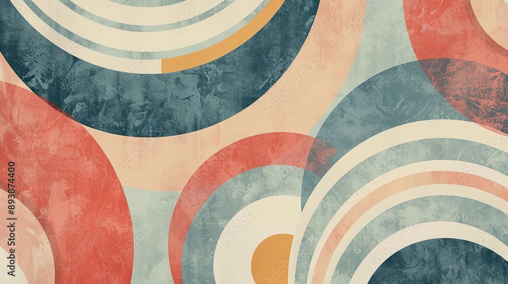 Concentric geometric shapes with ceramic tiles and pastel gradients retro background Concentric geometric shapes with ceramic tiles and pastel gradients retro background