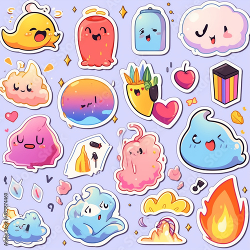 set of funny animals cute characters and elements clipart