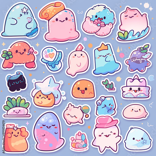 set of funny animals cute characters and elements clipart