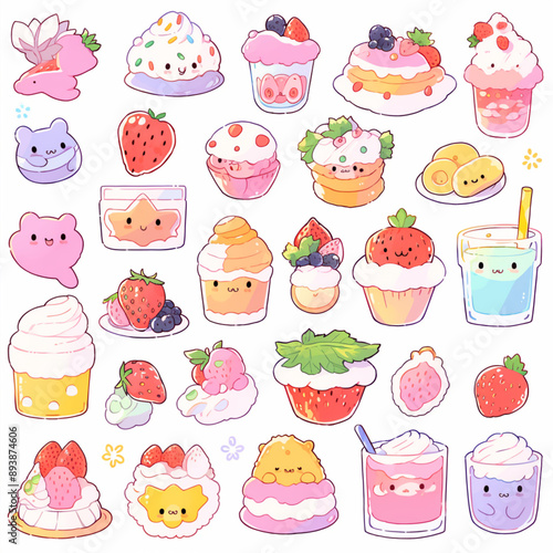 set of sweets drink and food strikers