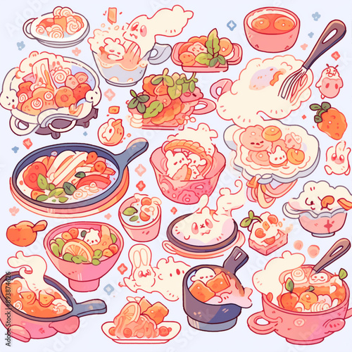 set of sweets drink and food strikers