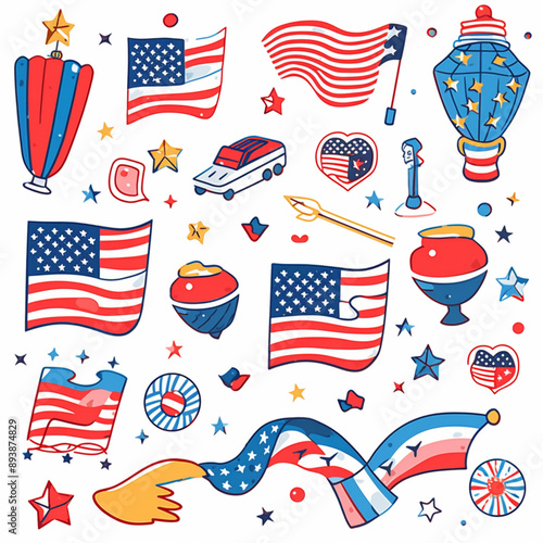 set of fourth of July stickers
