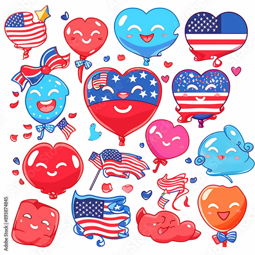set of fourth of July stickers