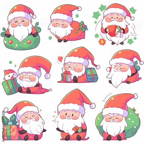 set of santa claus characters
