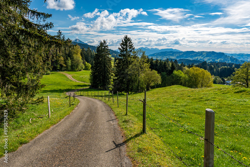 Leisurely hike in early summer at Rottachsee in the Allgau photo