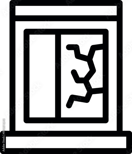 Line drawing of a broken window pane, suggesting vandalism and insecurity