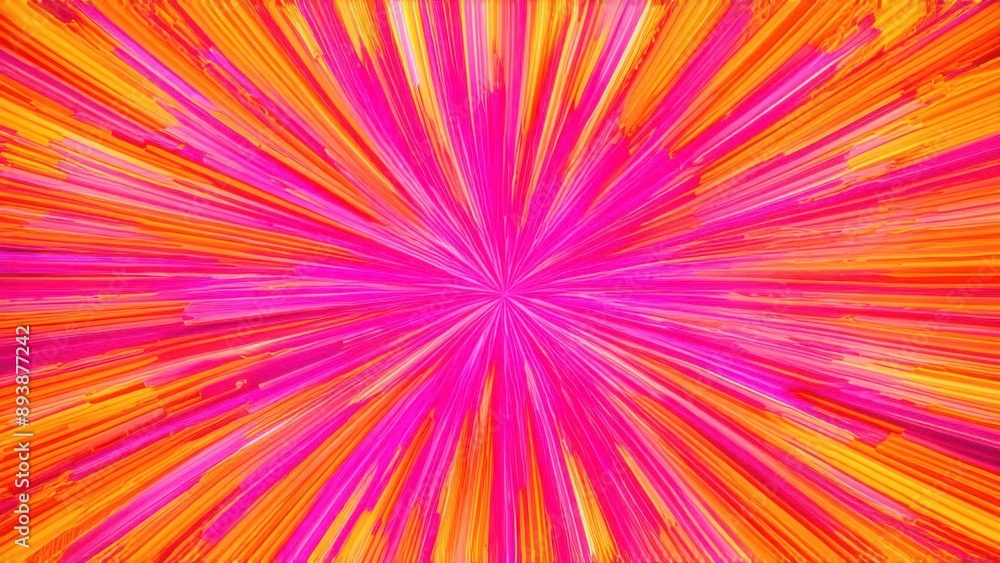 Obraz premium Vibrant abstract image with dynamic extrusion effect creating a burst of color in shades of pink and orange