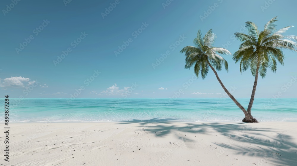 A peaceful beach with soft white sand, turquoise waters, and palm trees swaying in the breeze, high-resolution photo, realistic photo, cinematography, hyper realistic A peaceful beach with soft white sand, turquoise waters, and palm trees swaying in the breeze, high-resolution photo, realistic photo, cinematography, hyper realistic