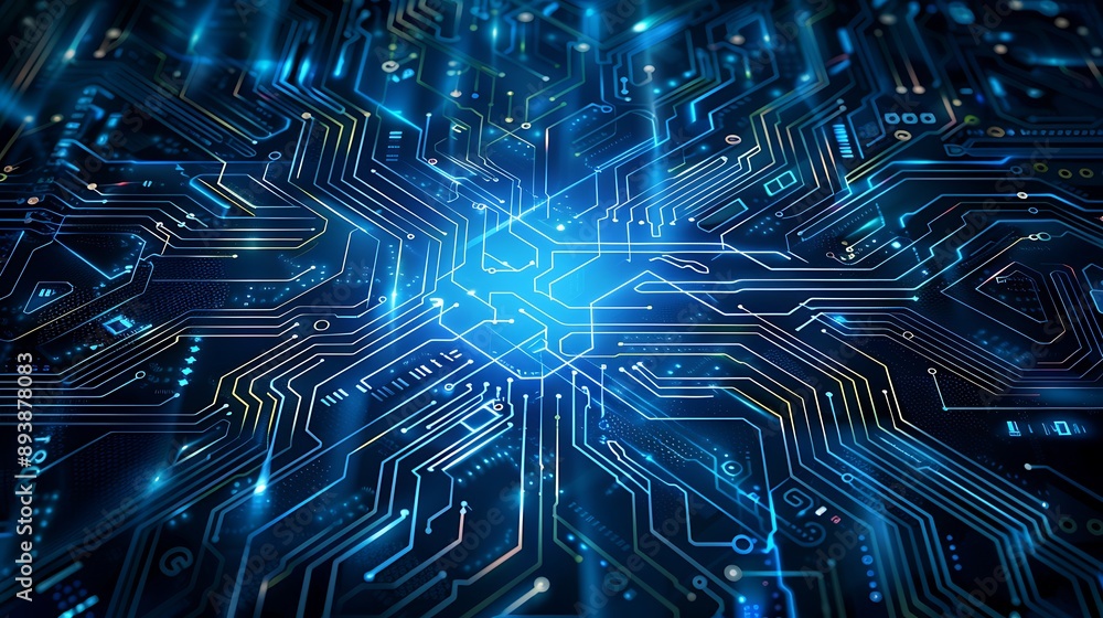 Abstract Digital Circuitry with Glowing Lines Abstract Digital Circuitry with Glowing Lines