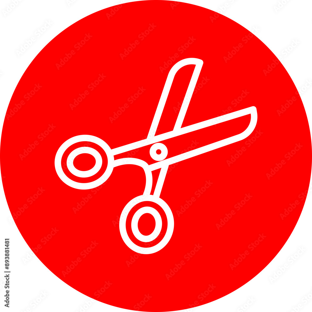 Scissors Vector Line White Circle Red Scissors Vector Line White Circle Red