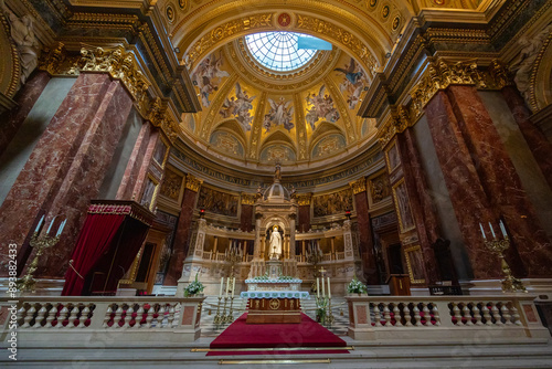 Interior detail of Budapest St. stephen's basilica, Budapest, Hungary - 11. August 2023.