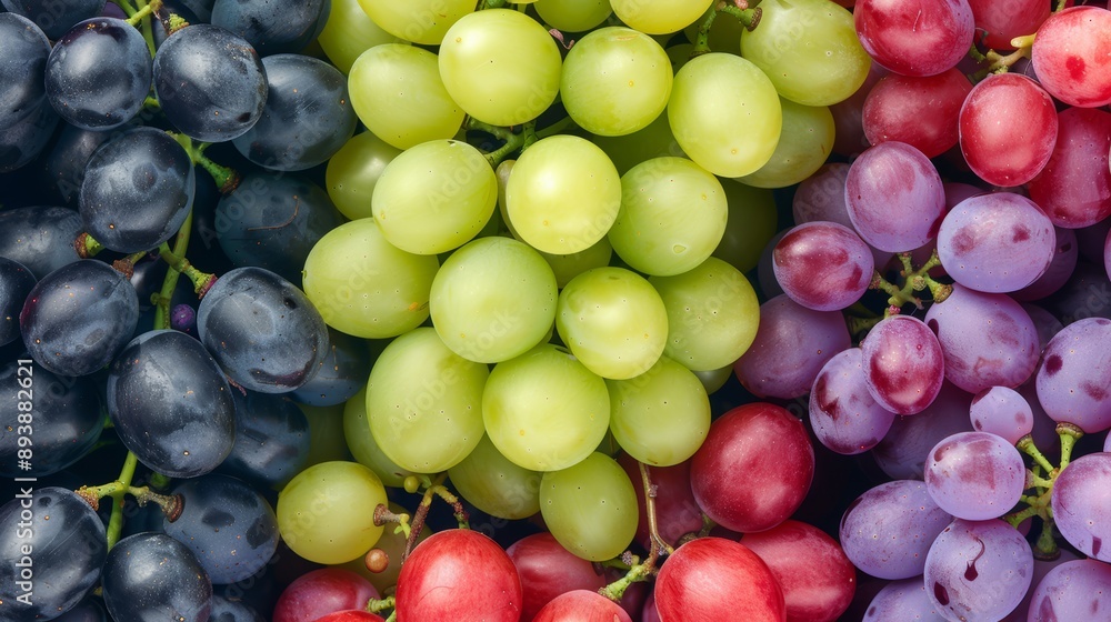 A repeating pattern of grapes in different colors, including red, green, and black varieties, high-resolution photo, realistic photo, hyper realistic A repeating pattern of grapes in different colors, including red, green, and black varieties, high-resolution photo, realistic photo, hyper realistic