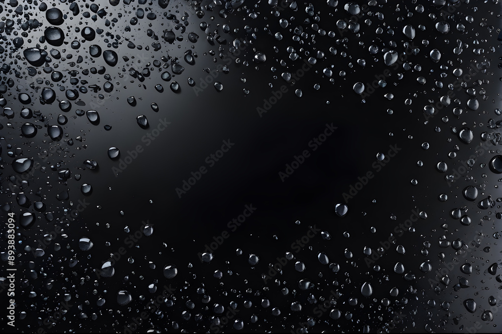 Fototapeta premium Water drops on black background with copy space for your text or image