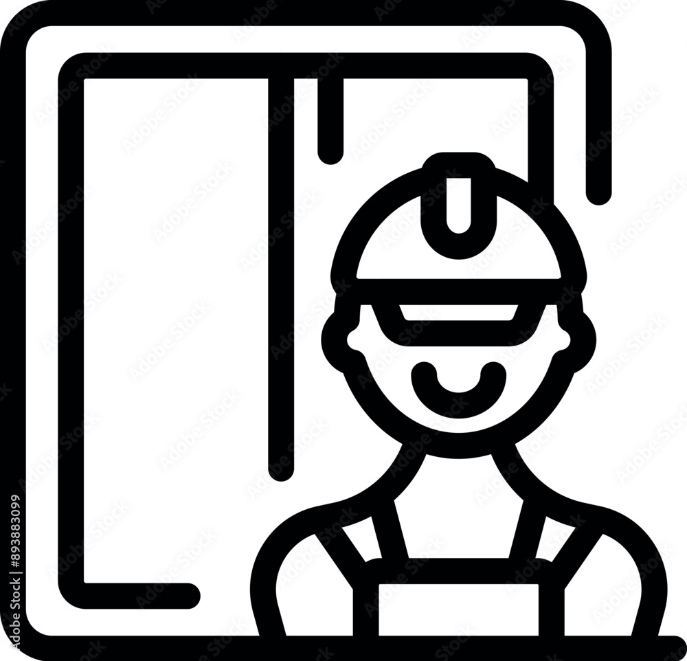 Construction worker smiling wearing overalls and a hard hat as a safety icon Construction worker smiling wearing overalls and a hard hat as a safety icon
