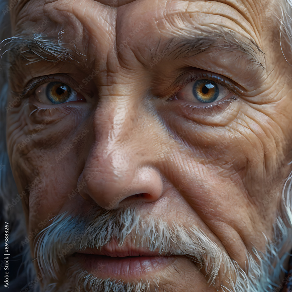 Portrait of an old man with a gray beard and mustache close up Portrait of an old man with a gray beard and mustache close up