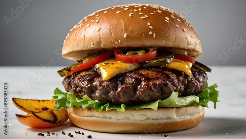 Delicious Hamburger on a Table