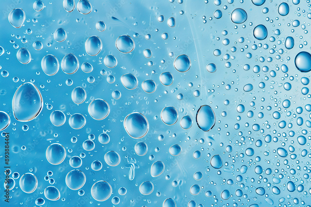 The image is of a blue sky with many drops of water scattered throughout. The image is of a blue sky with many drops of water scattered throughout.