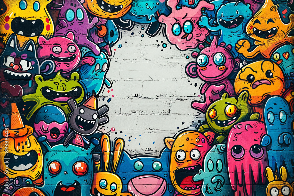 Obraz premium Doodle art with copy space in middle