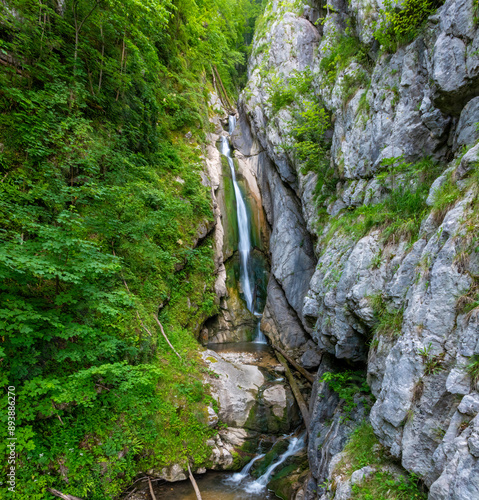 Waterfall, Mühlbach creek, Hallstatt, Salzkammergut, Upper Austria