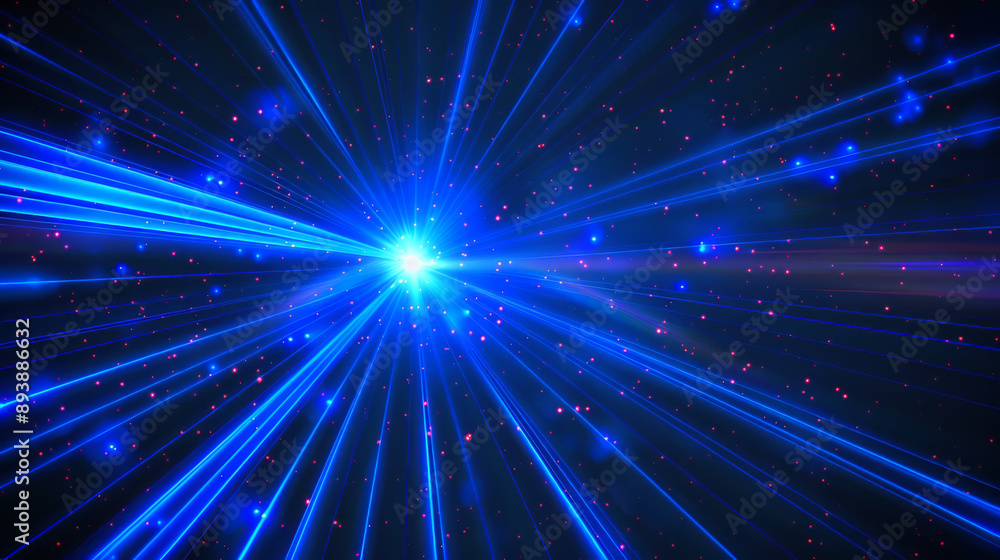 Fototapeta premium A brilliant burst of blue light emanates from the center, with multiple rays spreading outward, creating a dazzling and dynamic display.