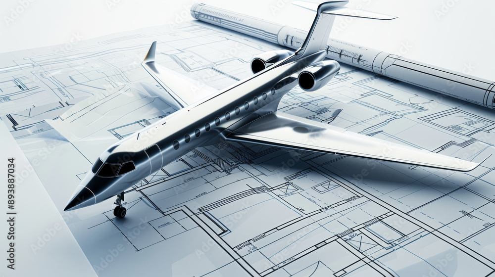 A sleek jet model rests on top of detailed blueprints, showcasing the artistry and precision of advanced aeronautical engineering. A sleek jet model rests on top of detailed blueprints, showcasing the artistry and precision of advanced aeronautical engineering.