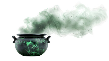Bubbling Halloween Cauldron, Spooky and Mysterious Potion Brewing, Iconic Halloween Decoration, png file, isolated on white