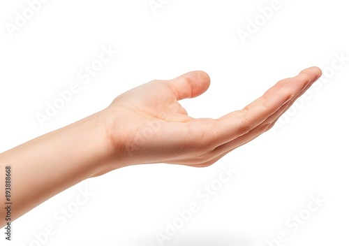 Open Empty Woman Hand Gesture on White Background