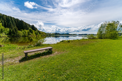 Leisurely hike in early summer at Rottachsee in the Allgau photo