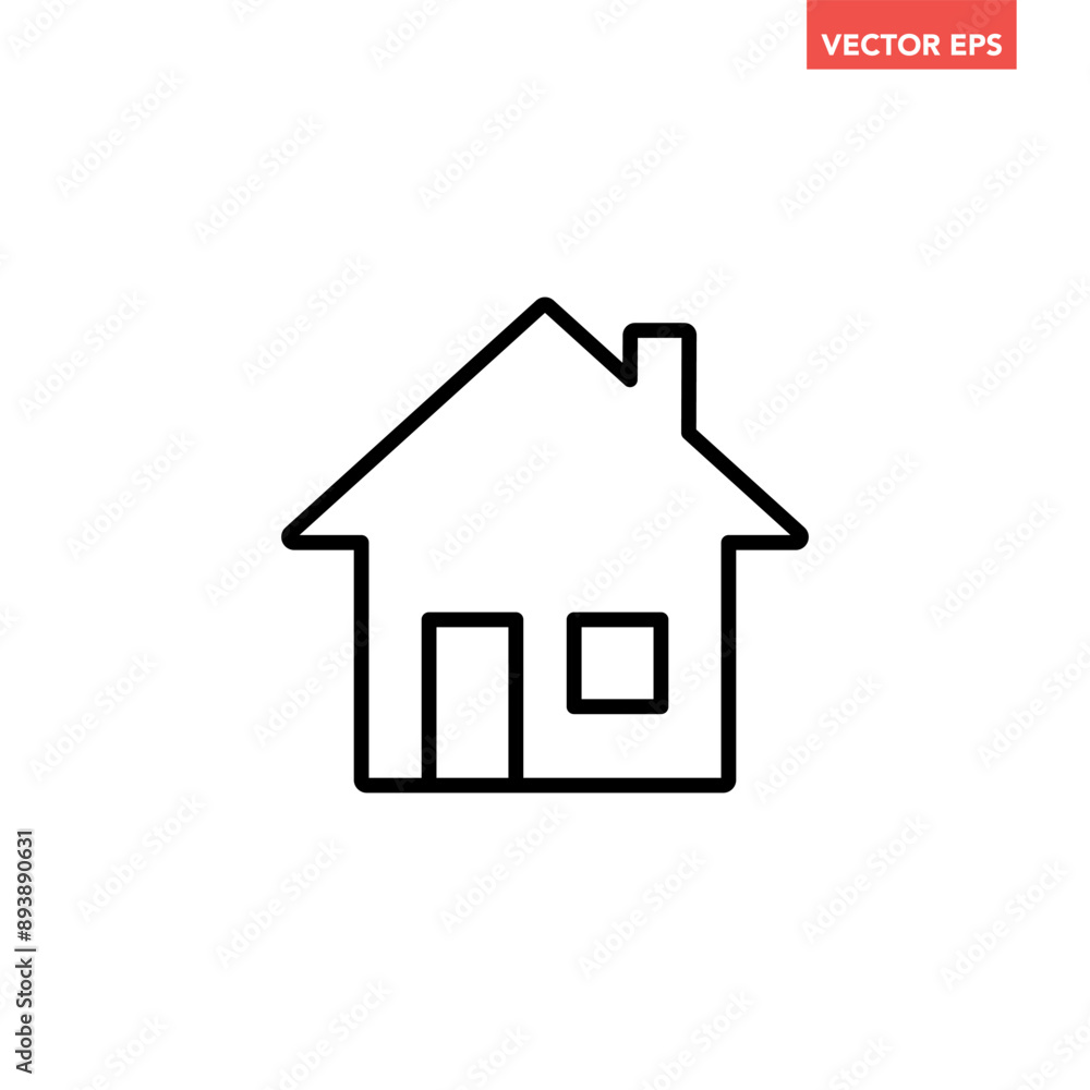 Black single house line icon, simple style real estate flat design concept pictogram vector for app ads web banner button ui ux interface elements isolated on white background Black single house line icon, simple style real estate flat design concept pictogram vector for app ads web banner button ui ux interface elements isolated on white background
