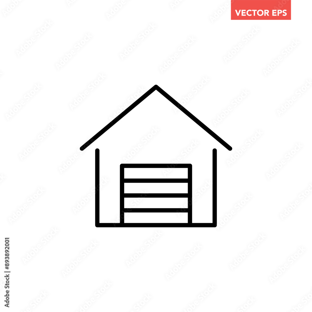 Black single warehouse line icon, simple silhouette industrial building unit flat design pictogram vector for app logo web banner button ui ux interface elements isolated on white background Black single warehouse line icon, simple silhouette industrial building unit flat design pictogram vector for app logo web banner button ui ux interface elements isolated on white background
