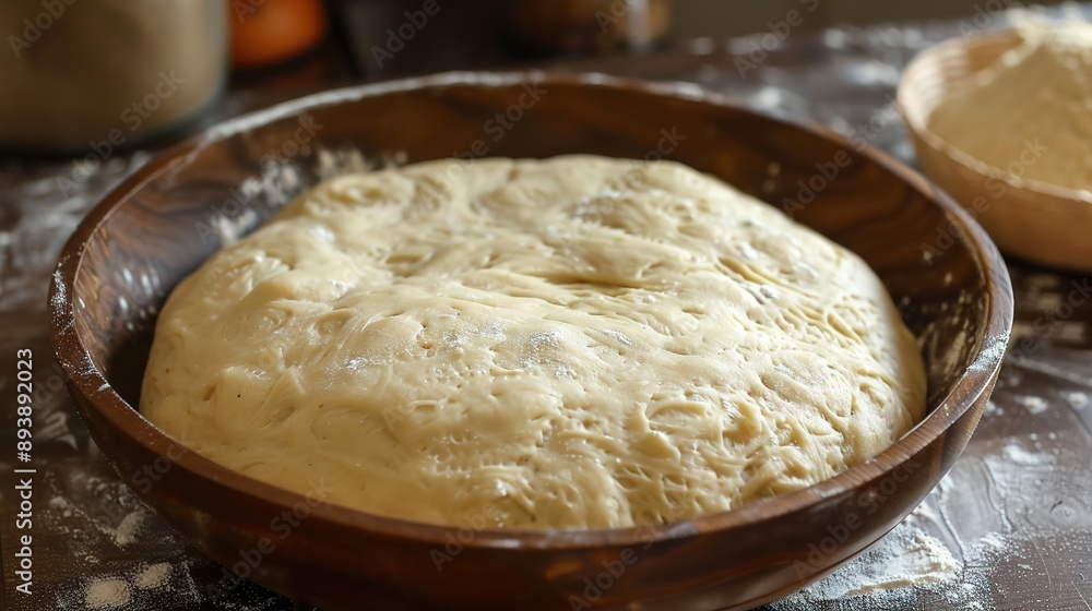 Fresh dough ready to be baked in a rustic kitchen Fresh dough ready to be baked in a rustic kitchen