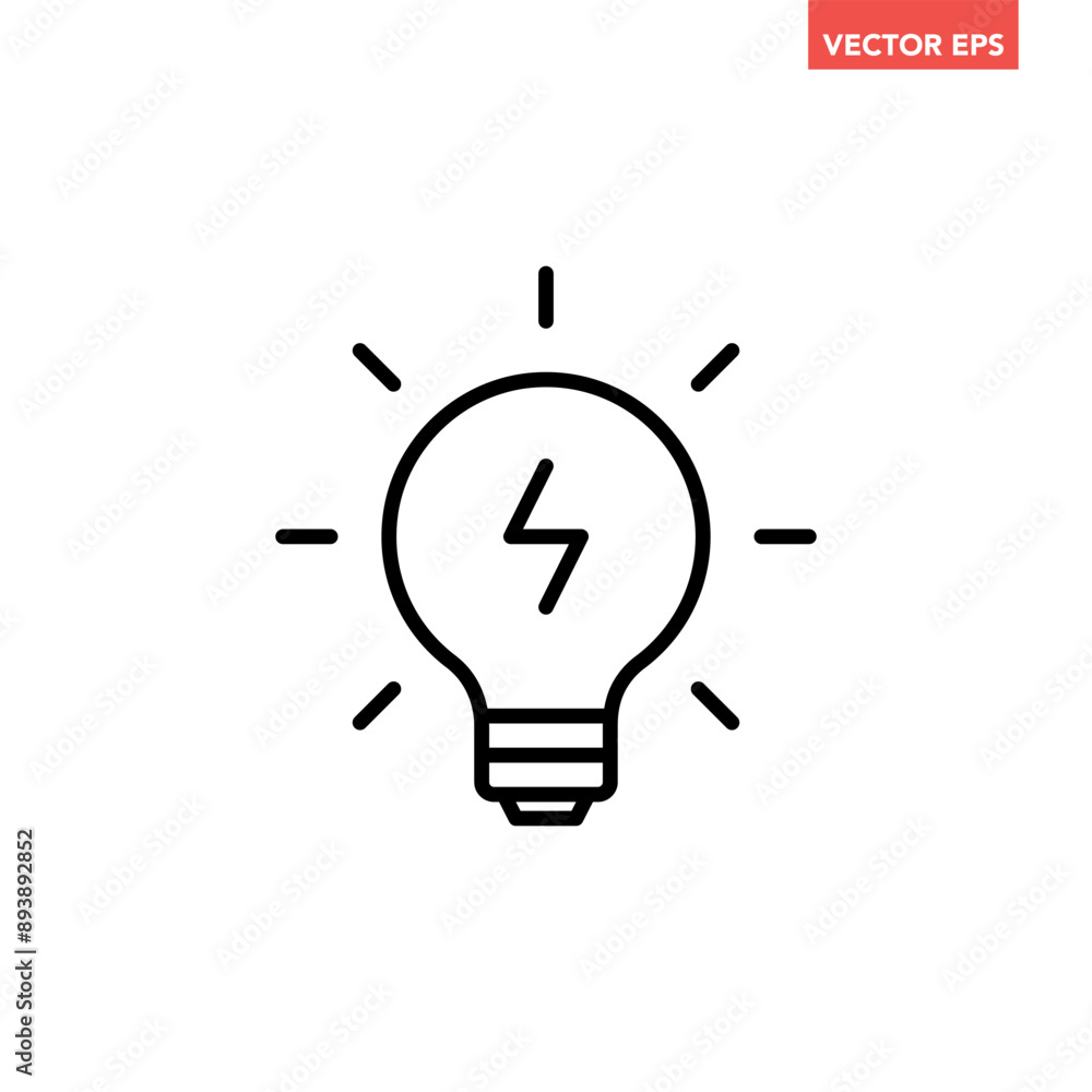 Single black charging lightbulb line icon, simple smart tech light flat design illustration pictogram, infographic vector for app web banner button ui interface elements isolated on white background Single black charging lightbulb line icon, simple smart tech light flat design illustration pictogram, infographic vector for app web banner button ui interface elements isolated on white background