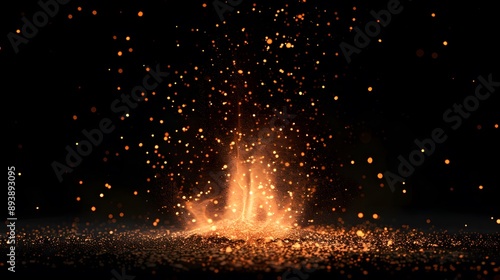 Captivating Eruption of Golden Sparks Against a Dark Background