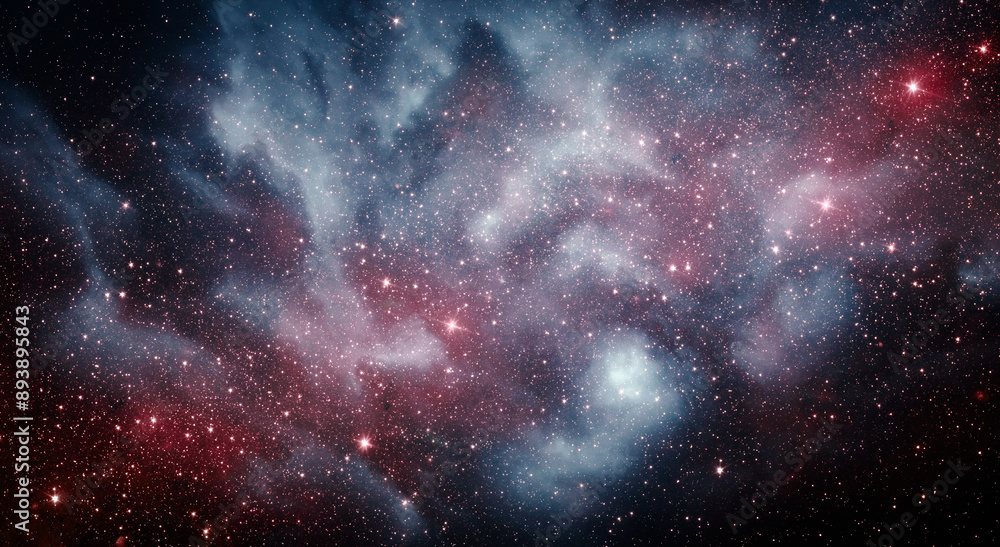 Naklejka premium Space scene with stars in the galaxy. Panorama. Universe filled with stars, nebula and galaxy. Elements of this image furnished by NASA.