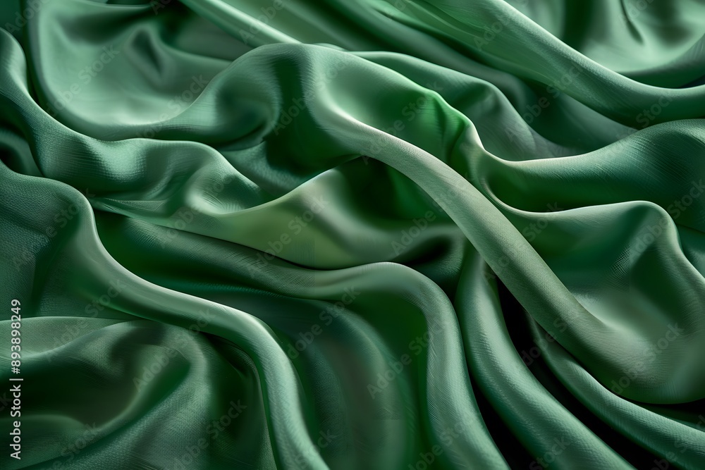 Obraz premium Luxurious Green Satin Fabric Draped Elegantly