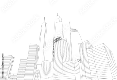 Modern office building on white background vector illustration
