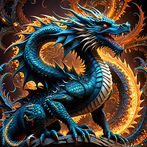 Wallpaper Mural Abstraktion Drache auf dunklem 1x1. Hintergrund für das Design 3. Torontodigital.ca