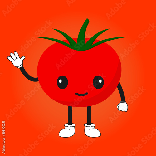 Tomato character. Anthropomorphic veggie