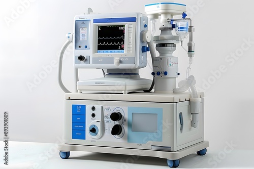 Advanced Medical Ventilator with Monitoring Display and Control Panel