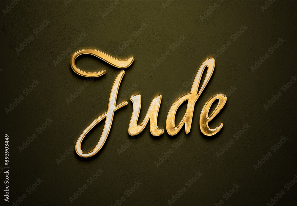 Old gold text effect of name Jude with 3D glossy style Mockup. Stock ...