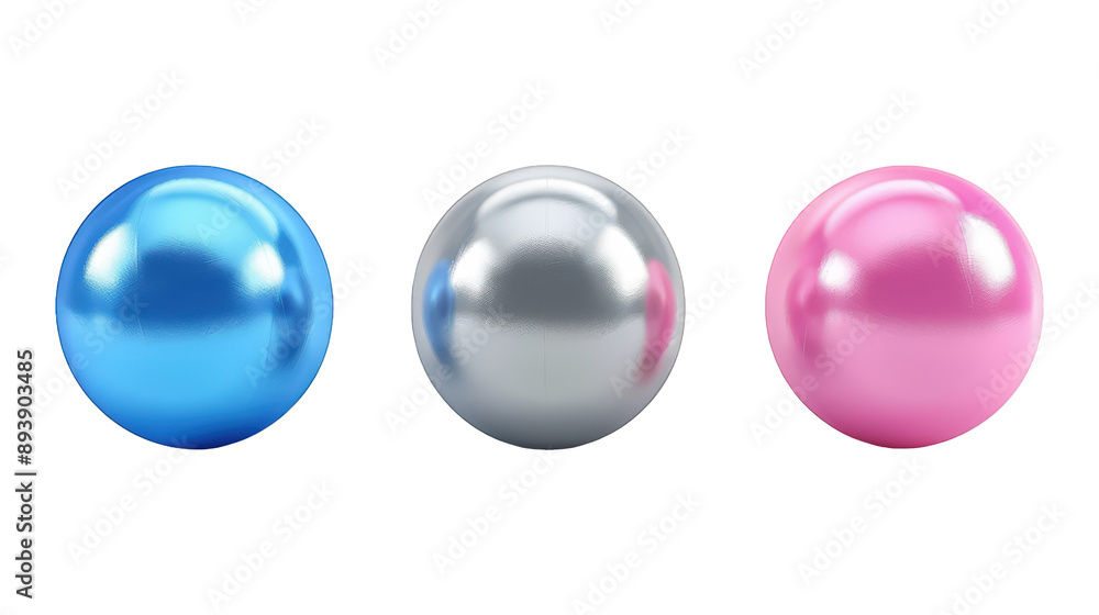 Collection Of Assorted Exercise Balls Blue Silver And Pink For Fitness Ads And Marketing isolated on transparent background. Generative ai Collection Of Assorted Exercise Balls Blue Silver And Pink For Fitness Ads And Marketing isolated on transparent background. Generative ai
