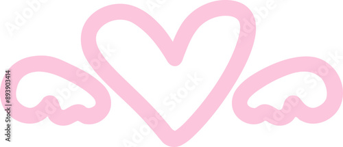 Heart With Wings Drawing Illustration in Pink