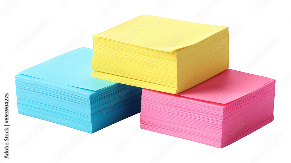 Collection Of Varieties Of Sticky Notes Yellow Pink And Blue For Office Supplies Ads And Promotions isolated on transparent background. Generative ai Collection Of Varieties Of Sticky Notes Yellow Pink And Blue For Office Supplies Ads And Promotions isolated on transparent background. Generative ai