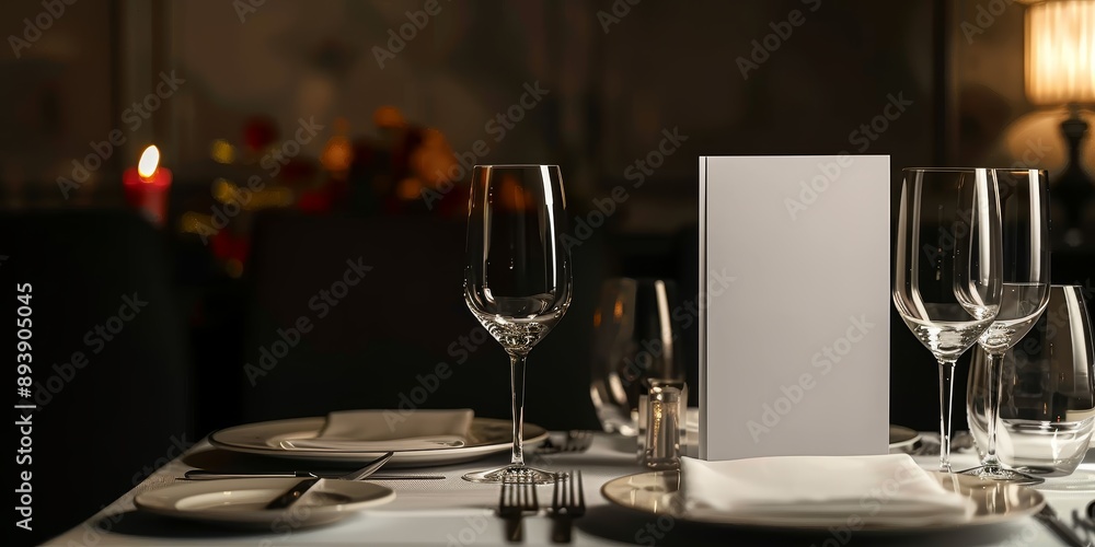 fine dining table setting of luxury fancy restaurant menu invitation card mockup for weddings and romantic eating event decoration as wide banner with empty black copy space fine dining table setting of luxury fancy restaurant menu invitation card mockup for weddings and romantic eating event decoration as wide banner with empty black copy space