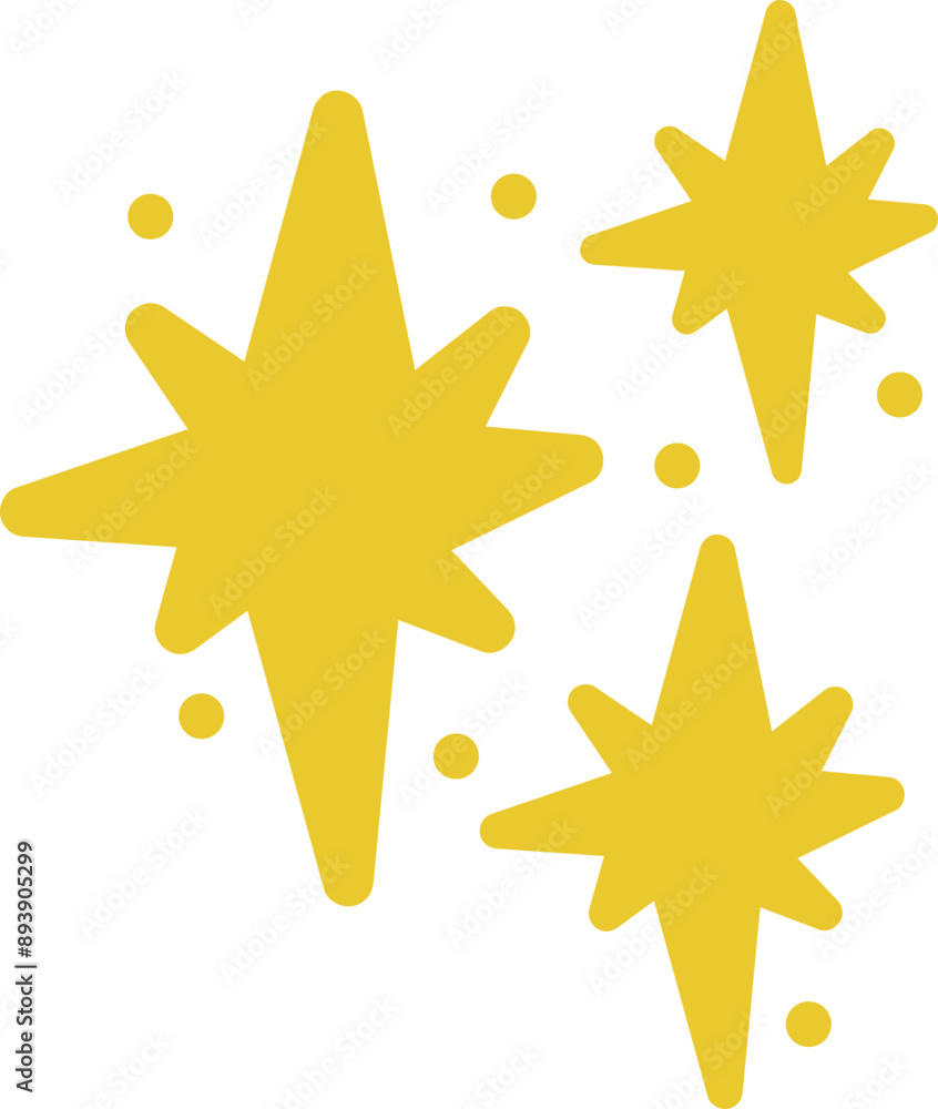 Obraz premium Stars Doodle, Star Hand Drawn Illustration Golden Yellow