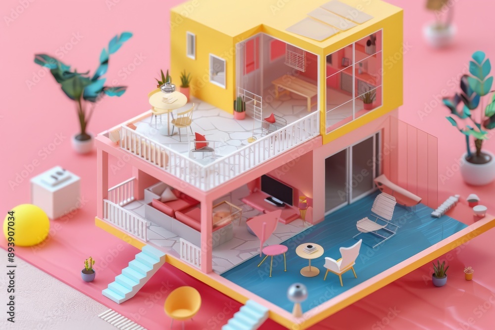isometric illustration of the interior of the house with furniture isometric illustration of the interior of the house with furniture
