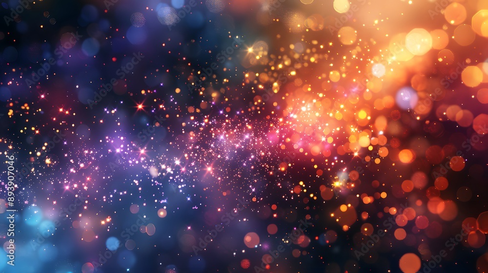 A vibrant and colorful abstract background featuring a cosmic blend of sparkling lights and bokeh effects reminiscent of a starry night sky. A vibrant and colorful abstract background featuring a cosmic blend of sparkling lights and bokeh effects reminiscent of a starry night sky.