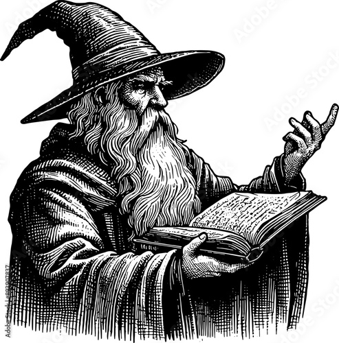 Wizard Or Sorcerer With Spell Book