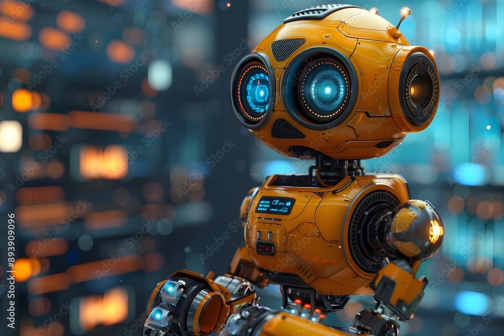 Charming Orange Robot in a Futuristic Setting Charming Orange Robot in a Futuristic Setting